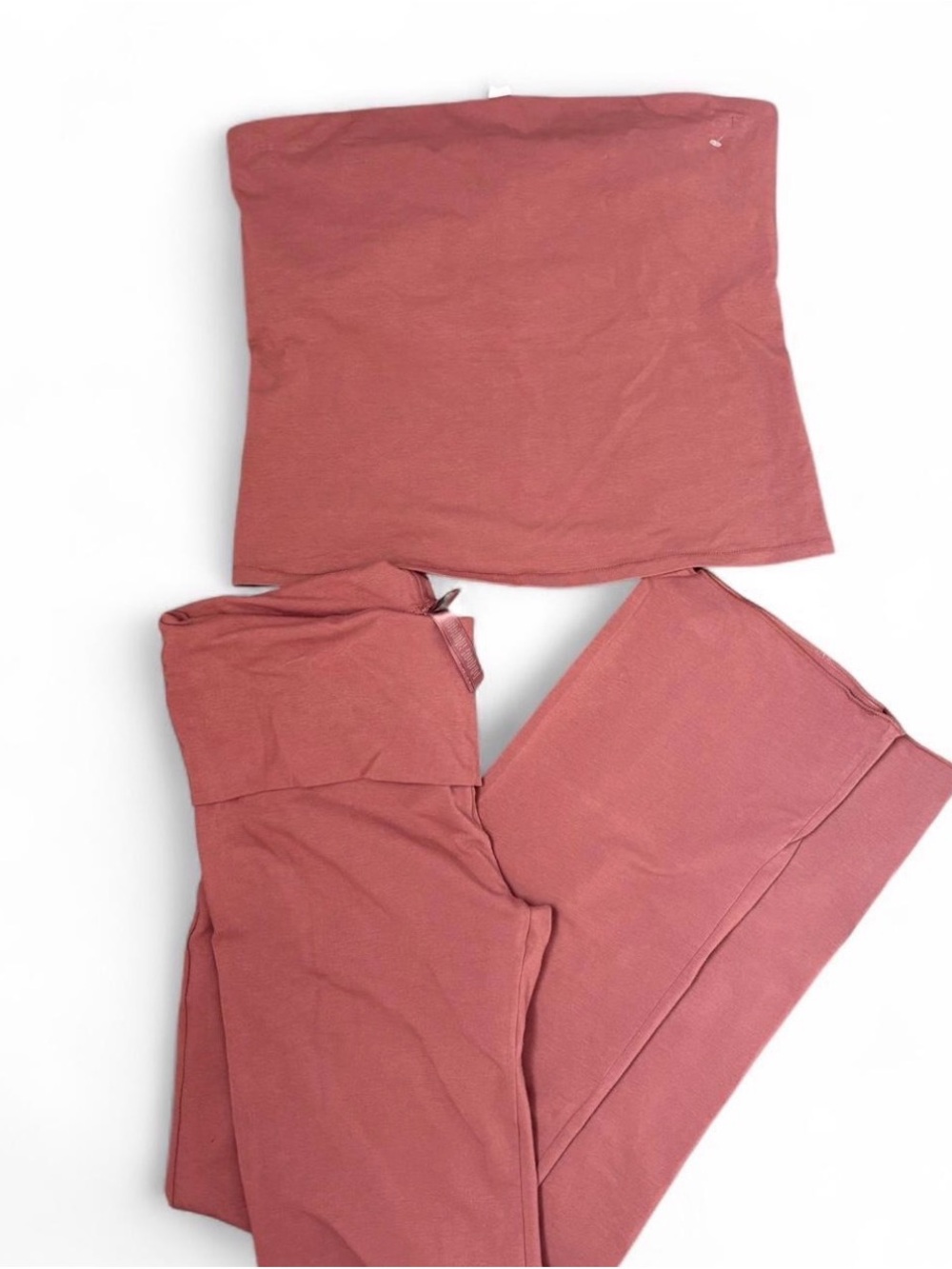 Skims Cotton Jersey Tube Top and Foldover Pant Set Redwood both Size XL NWOT